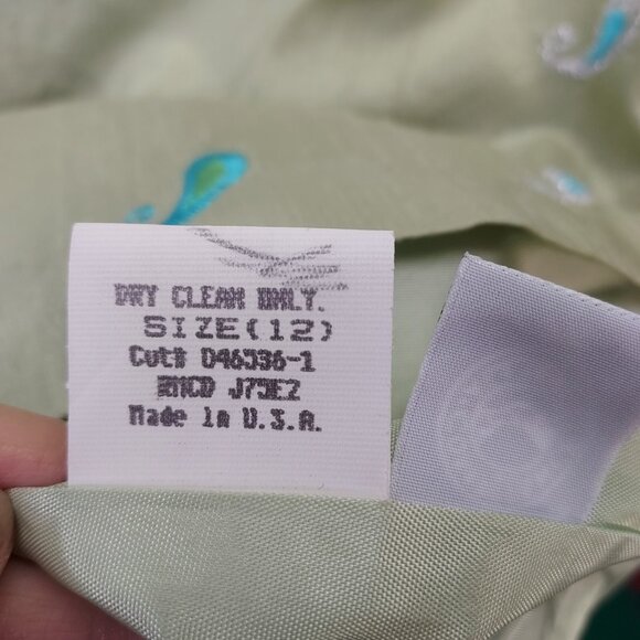 Laundry by Shelli Segal Silk Babydoll Dress 12 Embroidery Paisley Mint Vintage - Picture 11 of 16